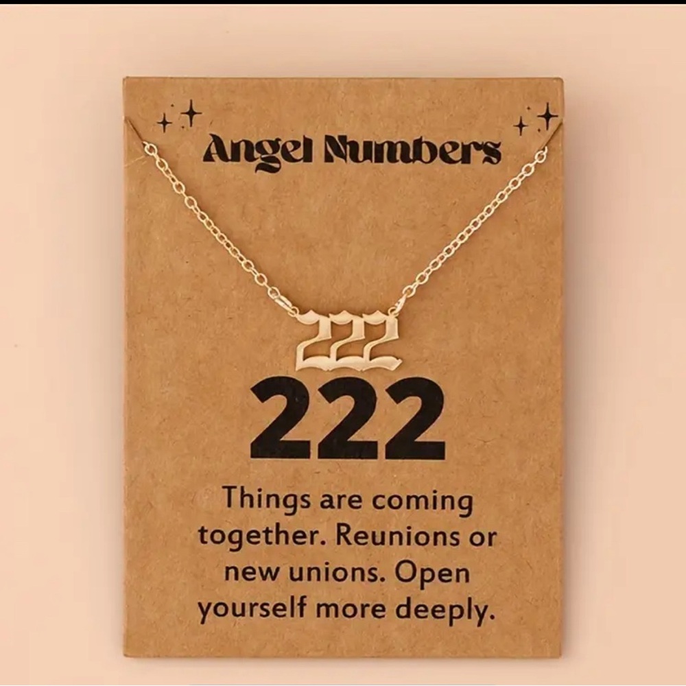 Beautiful 222 stainless steel angel number necklace in gold
